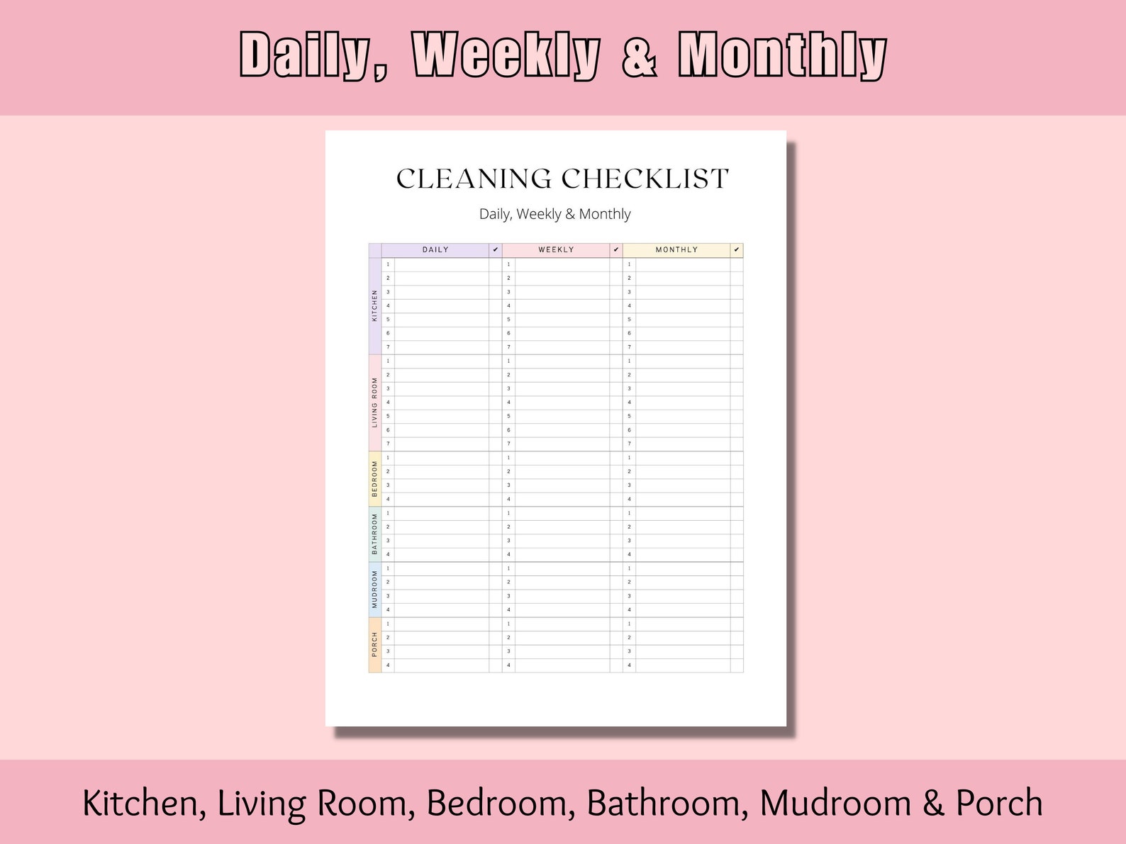 Printable House Cleaning Deep Cleaning Checklist Cleaning Schedule ...