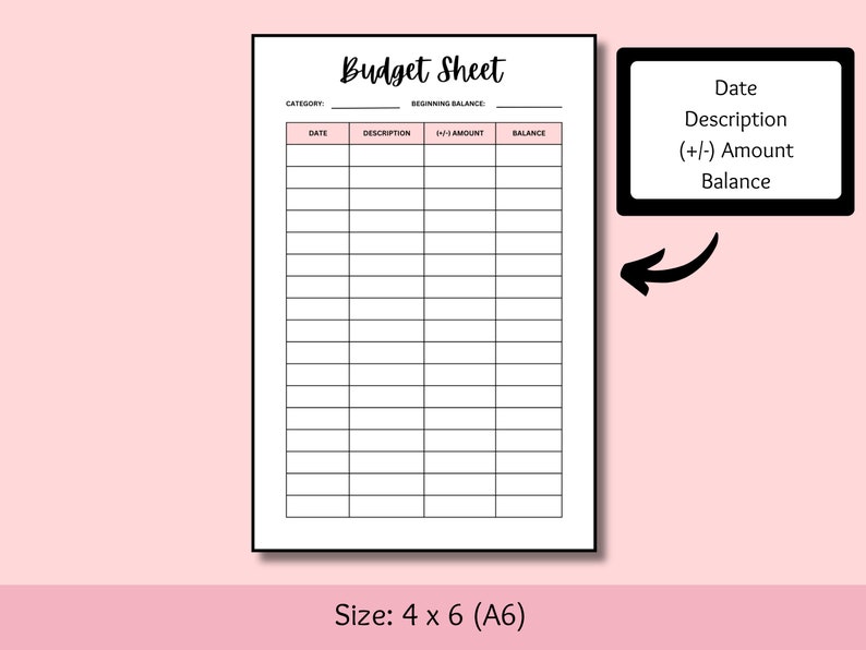 Printable Budget Sheet A6 PDF Instant Download - Etsy