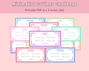 Low Income Savings Bundle Minimalist 12 Months Savings Challenge Printable Weekly Savings Tracker Printable Saving Planner PDF
