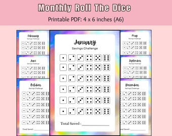 Monthly Roll the Dice Savings Challenge: Fun Budget Game (PDF)