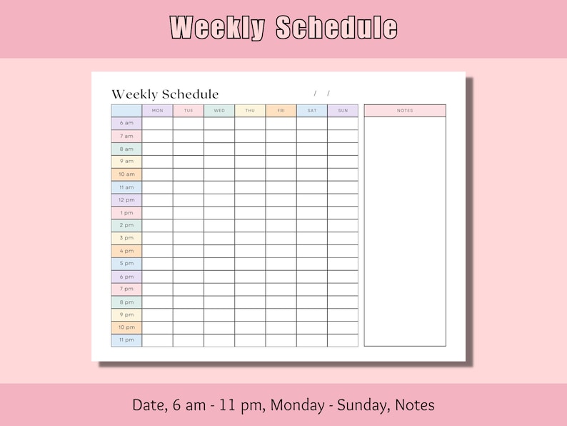 Editable Printable Time Schedule.pdf Editable Hourly Weekly Schedule: Printable Time Blocking Template (A4 ...