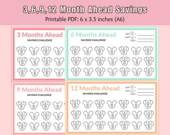 Month Ahead Savings Challenge Bundle - Printable Savings Trackers - A6 Cash Envelope Insert - Mini Savings Challenge - Digital Download PDF