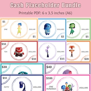 Printable Emotions Cash Placeholders - Cash Envelope Placeholder Sinking Fund Savings - Prop Bills Fits A6 Budget Binder Cash Envelope - PDF