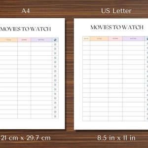Movies to Watch List Printable Movie Night Schedule Movie - Etsy