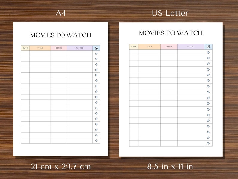 Movies to Watch List Printable Movie Night Schedule Movie - Etsy