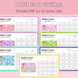 Mini-besparingsuitdaging afdrukbaar | Debetkaartspaaruitdagingsbundel | Inkomenstracker op A6-formaat | Cashflowbesparingsuitdaging | Set van 7