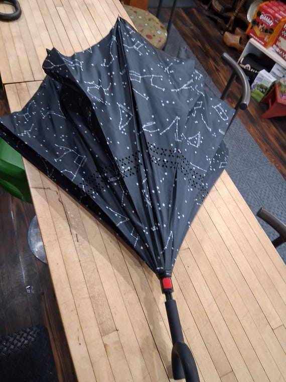 Black Constellation Print Double Layer Umbrella C… - image 3