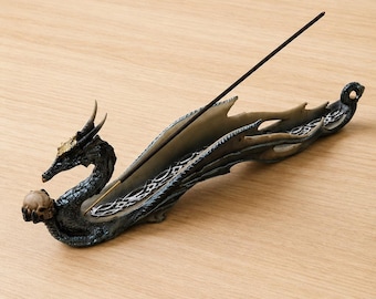 Dragon Skull Incense Holder Gothic Fantasy Ash Catcher Medieval Decor