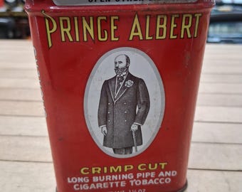 Prince Albert Crimp Cut Tobacco Tin Metal Pocket Can Vintage