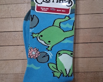 Woodland Frog Pond Graphic Crew Socks Pair