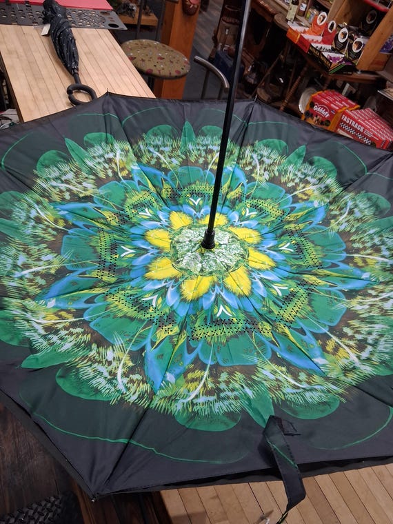 Peacock Feather Mandala Double Layer Umbrella - image 6