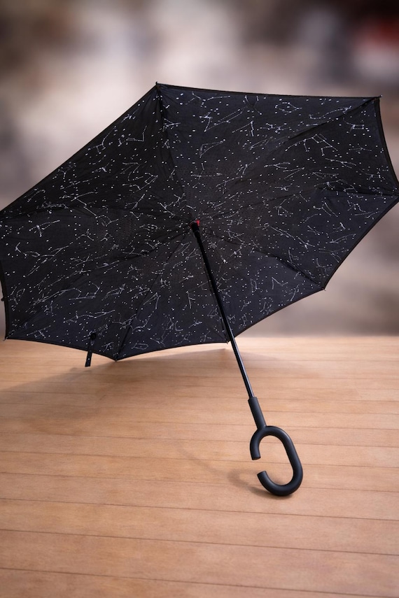 Black Constellation Print Double Layer Umbrella C… - image 1