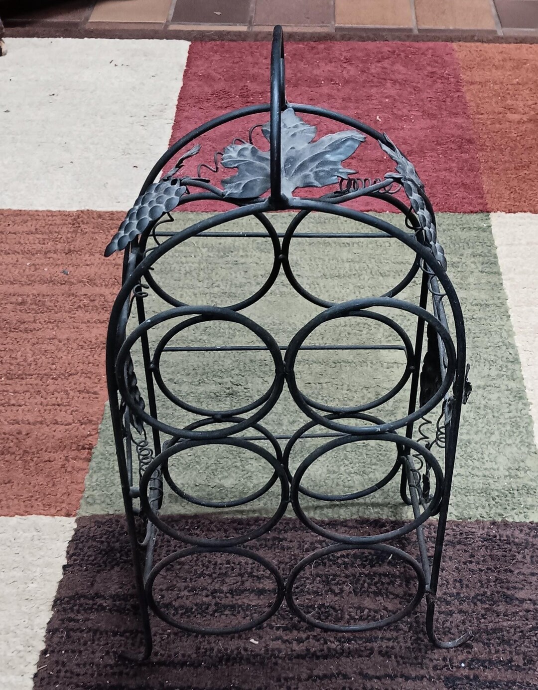Vintage Black Wrought Iron Grape Vine 6 Bottle Wine Rack - Etsy
