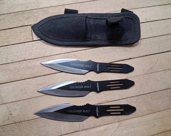 Thunder Bolt Throwing Knives Set of 3 Stainless Steel With Sheath