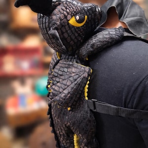 Black Dragon Plush Backpack with Adjustable Straps and Wings
