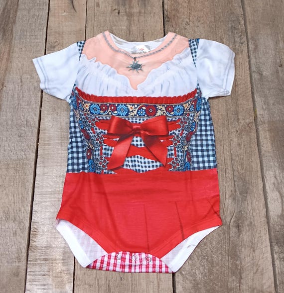 Swiss/German Oktoberfest Infant Onsie Dirndl Style Shirt (message for size availability)