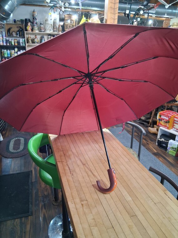 Red Double Canopy Automatic Umbrella with Curved … - image 4