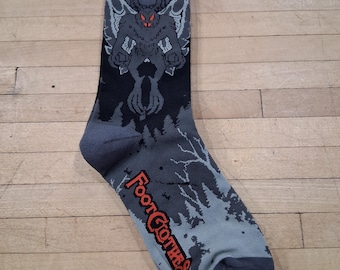 Mothman Crew Socks, Gray & Black, Adult