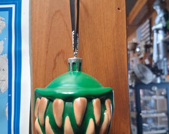 Green Monster Ball Ornament – Fanged Horror-Themed Hanging Décor