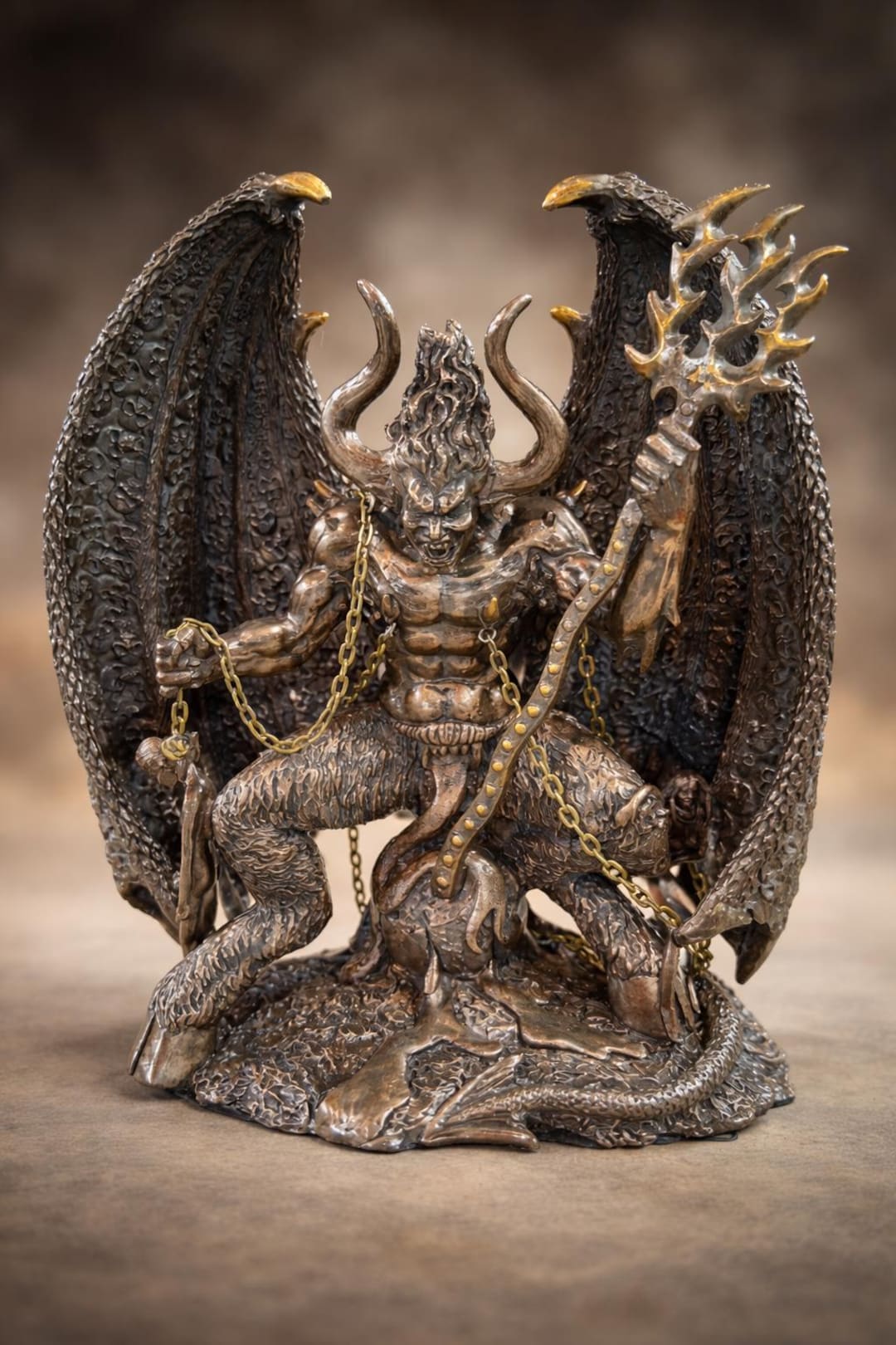 Lucifer Rava Chain Lucifer Fallen Angel Statue With Chains and Spiked Staff - Etsy