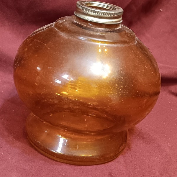 Vintage Amber Colored Glass Oil Lamp Base