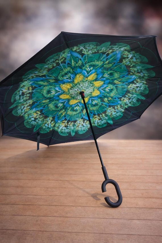 Peacock Feather Mandala Double Layer Umbrella - image 1