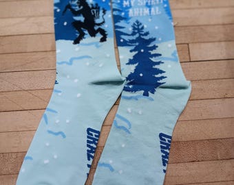 Krampus Spirit Animal Crew Socks — Winter Scene, Adult