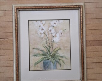 Orquídeas blancas I Lámina enmarcada de Elizabeth Brownd Arte floral 16 x 14