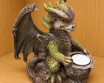 Dragon Tealight Candle Holder Fantasy Figurine Decor