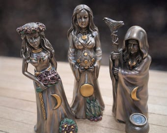 Three Fates Figurine Set – Maiden, Mother, and Crone