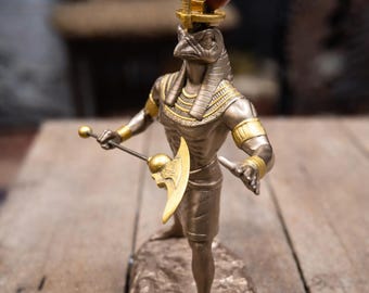 Egyptian Ra Falcon-Headed Sun God Statue – 11 in Tall