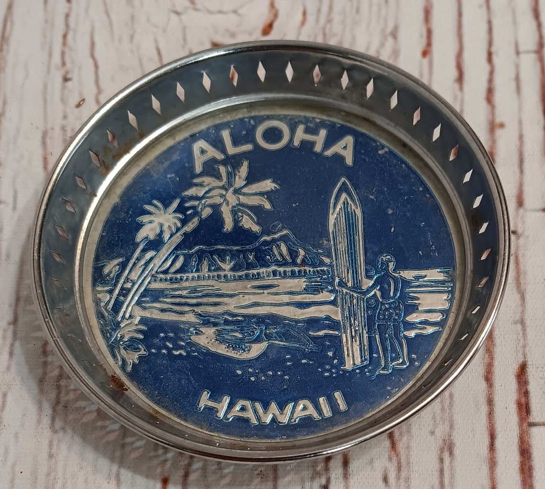 M.A. Allen Rétro Plaque En Métal Emaillee US Déco Aloha Hawaii Surf