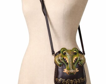 Alligator Crossbody Purse Leather Zipper Bag