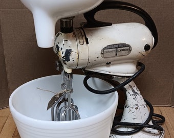 Vintage 1940's Hamilton Beach Electric Mixer with Attachments