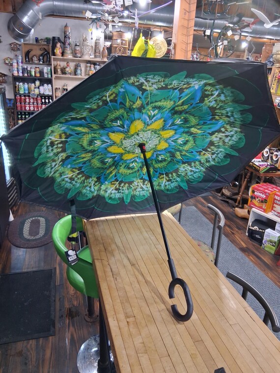 Peacock Feather Mandala Double Layer Umbrella - image 8