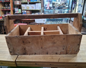 Caja de herramientas de madera hecha a mano, 23 x 11 x 7 cm, estilo vintage, para carpintero.