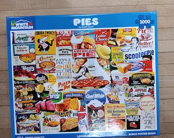 Pies Collage 1000 Piece Jigsaw Puzzle, Larger Pieces, Poster Inside USA