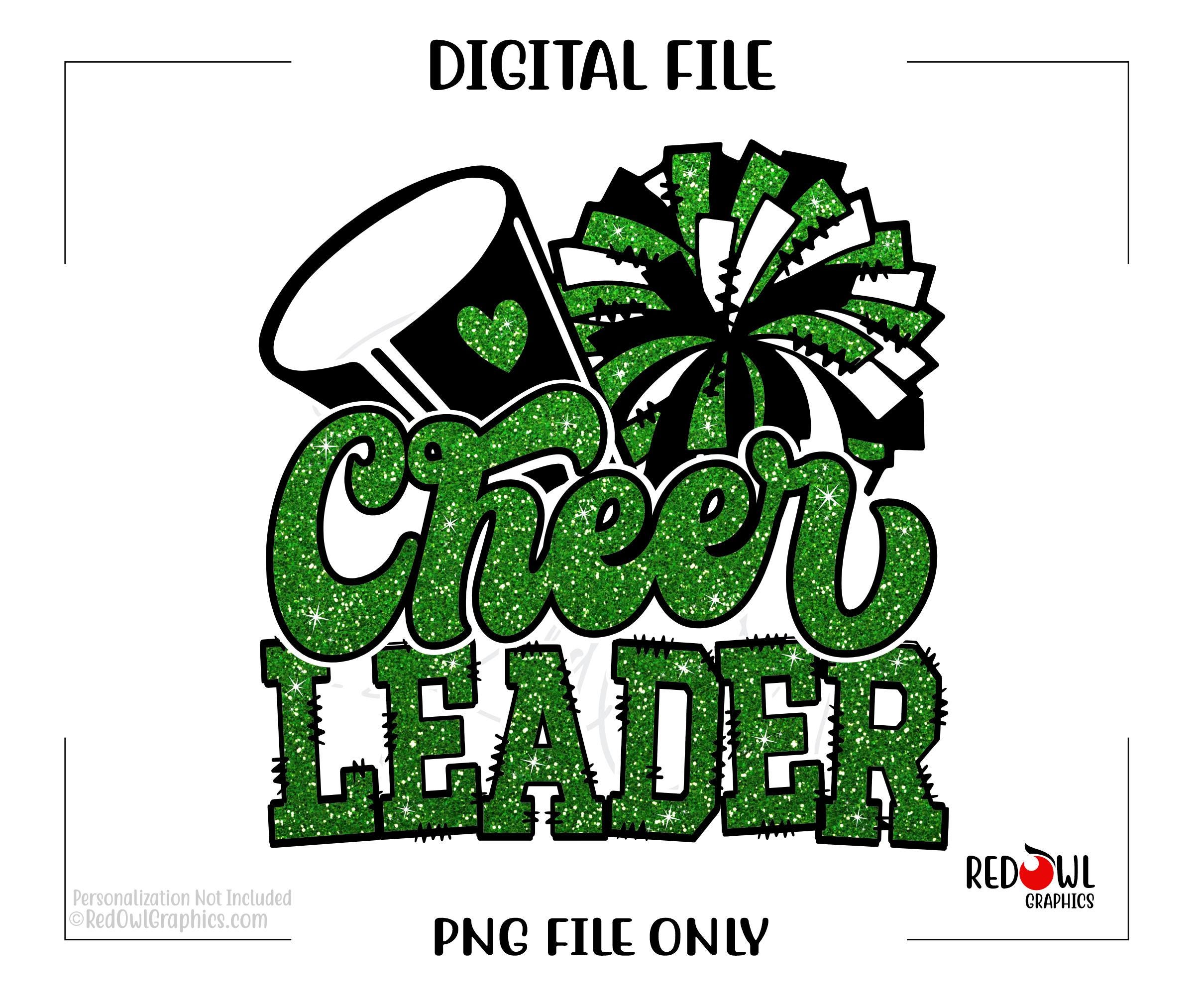 Cheerleader png, Cheer png, Cheerleading png, Kelly Green, Glitter, Sparkle, Clipart, Mascot, School, png, sublimation, printable, digital
