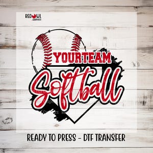 Listo para imprimir, Transferencia de sóftbol, Transferencia DTF personalizada, Transferencia de calor, DTF de sóftbol, Sóftbol, Directo a película, Cualquier equipo imagen 1