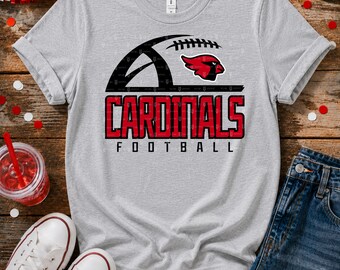Personalized Cardinals Football T-Shirt, Cardinal Shirt, School Spirit, Gift for Football, Mom, Dad, Coach, Team Mascot, School