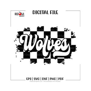 Wolves svg, Wolves, Wolf, Mascot, Retro, Checker Board, svg, dxf, eps, png, pdf, sublimation, cut file, htv, vector, clipart, design
