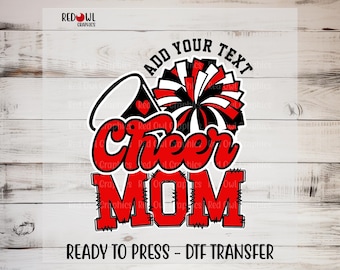 Transferencia DTF de Cheer Mom, lista para imprimir, transferencia de calor, directo a película, mascota de equipo, escuela, cualquier equipo