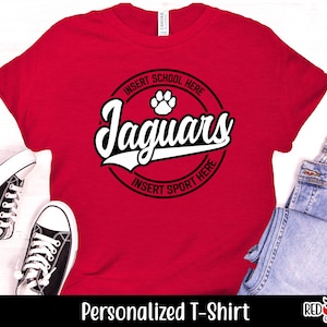 Personalized Jaguars T-Shirt, Customized, Jaguar, T-Shirt, Football, Hoodie, Sweatshirt, School Spirit, Mascot, Baseball, Softball, Cheer