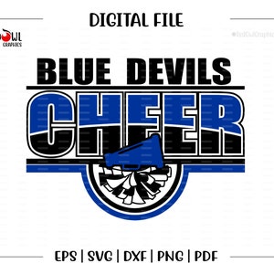 Cheerleader svg, Blue Devil Cheerleader, blauer Teufel, Cheer, Cheerleader, Cheerleader, svg, dxf, eps, png, pdf, sublimation, cut Datei, htv
