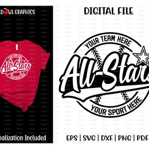 Custom, Personalized, Baseball svg, Softball, Baseball, All Star, All-Stars, Mascot, svg, dxf, eps, png, pdf, sublimation, clipart, design