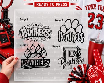 Panthers DTF Transfer, Ready to Press, Personalized, Team Mascot, School, Sport, Teacher, Coach, Heat Transfer