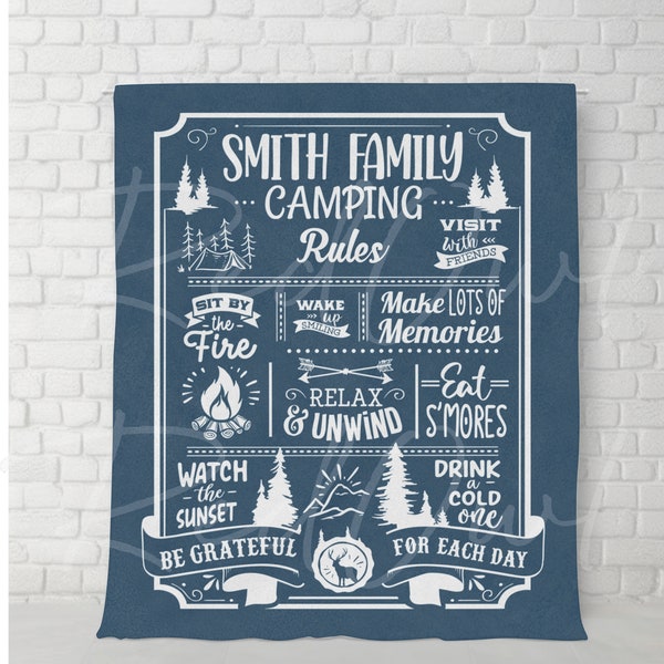 Personalized Camping Blanket, Pillow, Camping, Gift, Sherpa, Fleece, Blanket, Camping Gift, Gift For Camper, Custom, Personalized