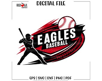 Águilas de béisbol svg, béisbol png, águila, mascota del equipo, svg, dxf, eps, png, pdf, sublimación, htv, vector, digital, clipart