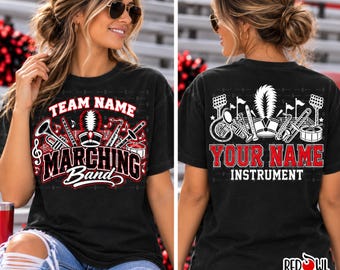 Camiseta personalizada para banda de música, camiseta con el espíritu escolar, sudadera con capucha, sudadera con capucha, mascota del equipo, espíritu escolar, mamá, papá