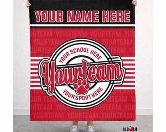 Personalized Team Mascot Blanket, Custom School, Sports Team Gift, Coach, Mom, Dad, Band, Track, Football, Baseball, Softball, Cross Country
